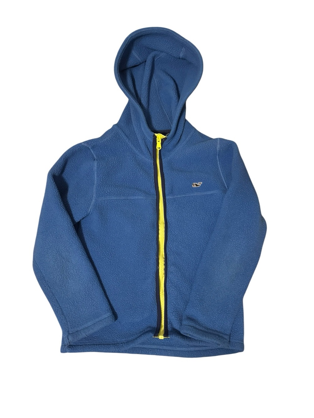 Vineyard Vines Kids Blue Hooded Fleece Jacket with Yellow Zipper
